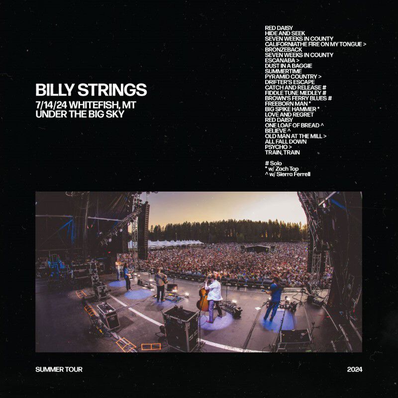 Billy Strings Live Concert Setlist at Under The Big Sky